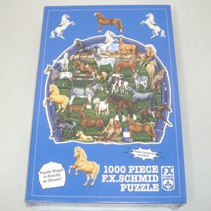 NEW SEALED F.X. Schmid 1000 Piece Shaped Puzzle - Horsing Around